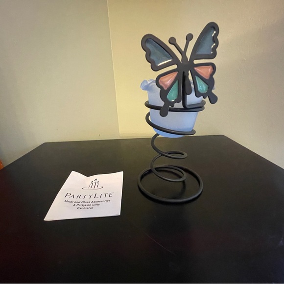 NIB Partylite Spiral Butterfly Lavender Glass Votive Candle Holder P7492 - Picture 1 of 8